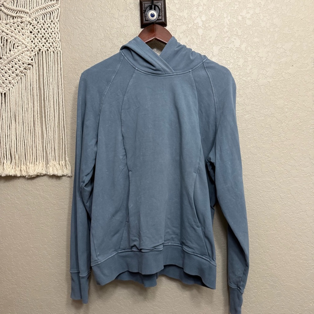 Lululemon Scuba Pullover Hoodie Sweatshirt Washed Blue Charcoal Women’s Size 10